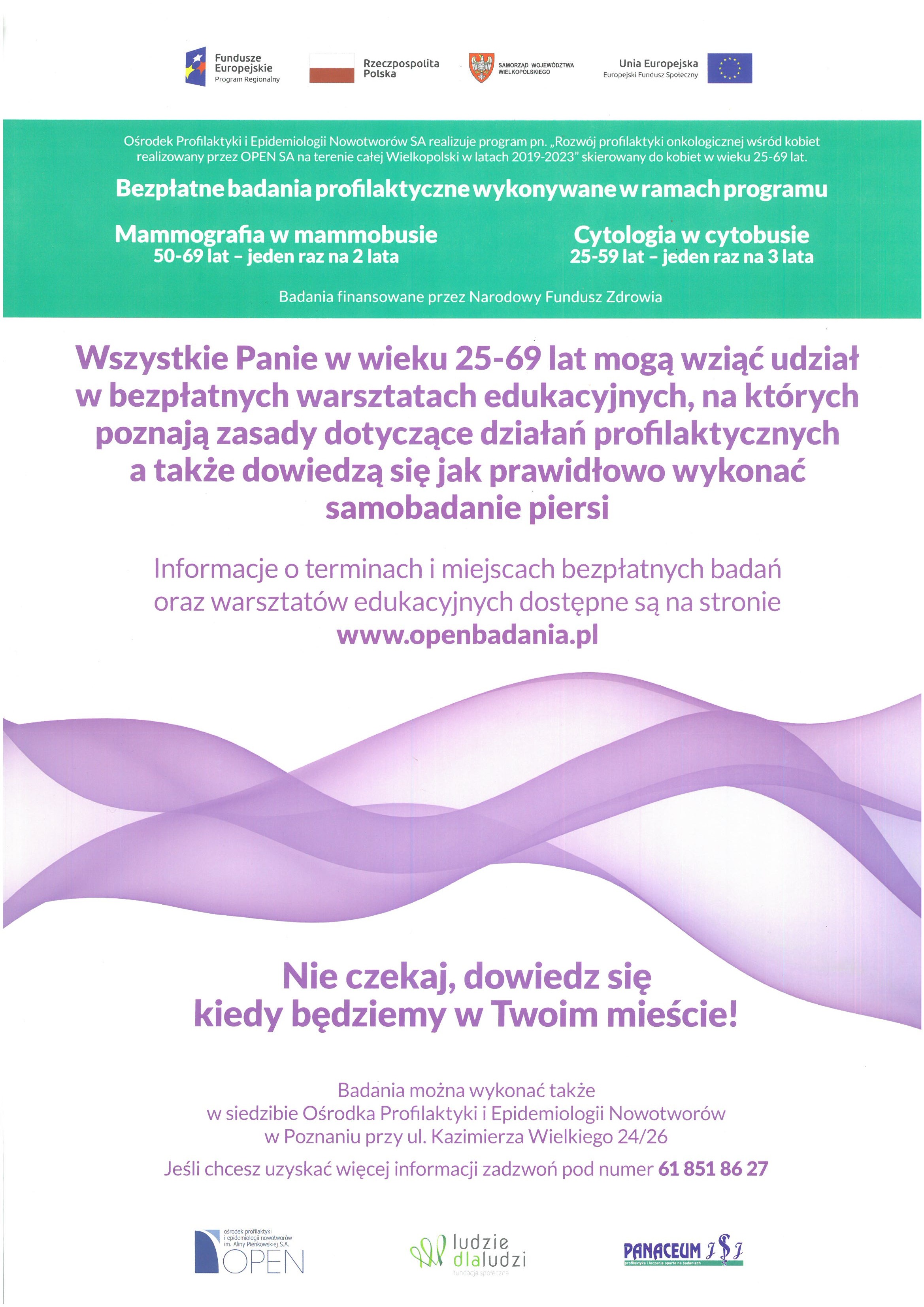 Bezpłatne badania mammograficzne i cytologiczne