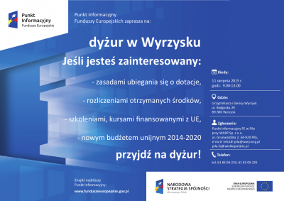 Fundusze Europejskie - Mobilny Dyżur Informacyjny w Wyrzysku